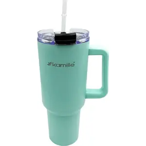 Termokrūze Kamille KM-2175 1200 ml ar rokturi un salmiņu — izolēta ceļošanai