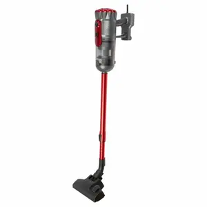 2‑in‑1 stienis putekļu sūcējs Profi-Care 331140 — bezvadu 22,2V 2200mAh, līdz 35 min, 250W motors, HEPA, elektriskā suka, sarkans