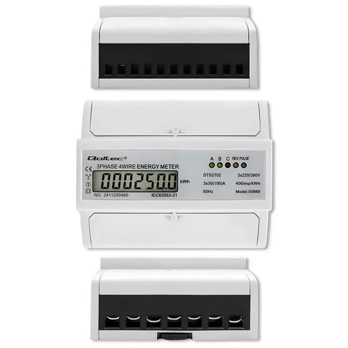 Trīsfāžu skaitītājs QOLTEC 50989 — 400V 100A Photo 3