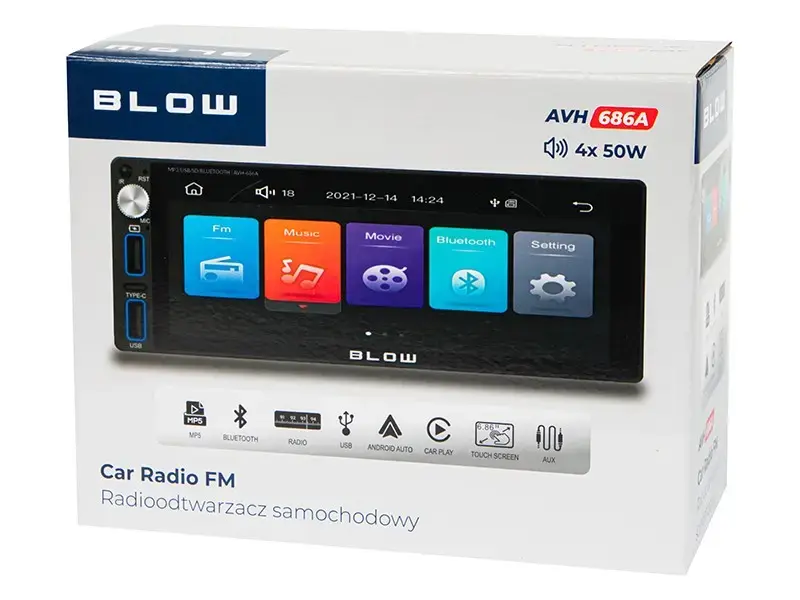 Auto radio BLOW AVH-686A 1DIN 7" Bluetooth USB Photo 6