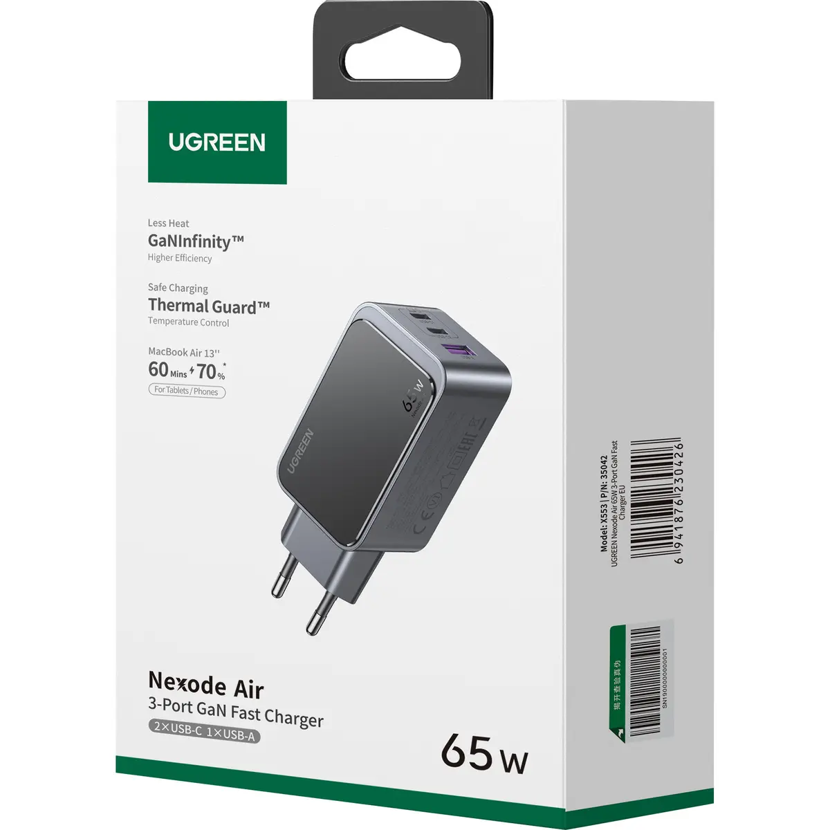 Сетевое зарядное устройство UGREEN Nexode Air 65W Photo 7
