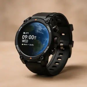 Смарт-часы KSIX Explorer, 1.43-дюймовый AMOLED-дисплей, Bluetooth, GPS, мониторинг здоровья, 100+ спортивных режимов, водонепроницаемые, черные