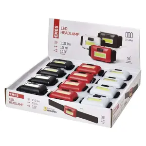 Luktura galvassega EMOS P3538 COB LED 110 lm, darbojas ar 3×AAA baterijām