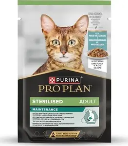 Mitrs barības produkts kaķiem Purina Pro Plan pēc sterilizācijas Zivs 85 g, pilnvērtīgs ēdiens