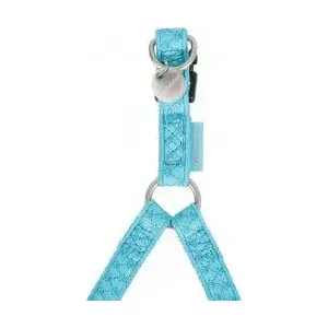 Harness ZOLUX Mac Leather adjustable 15 mm turquoise — leather pet harness