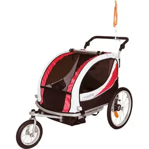 Bike trailer Guto Deluxe 2w1 — red/light gray, convertible trailer and stroller