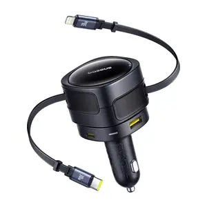 Baseus Enjoyment Max auto lādētājs ar USB-C + zibens kabeļiem un USB-A + USB-C pieslēgvietām 90 W melns
