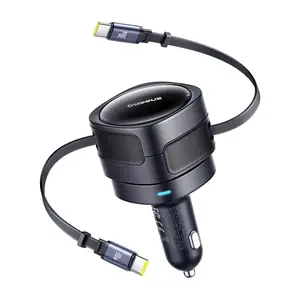 Baseus Enjoyment Max auto lādētājs ar USB-C+USB-C kabeļiem 60 W melns