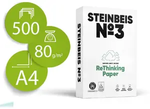 Pārstrādāta papīra loksnes Steinbeis No. 3 A4 80 g/m², 500 lapas, ISO 90
