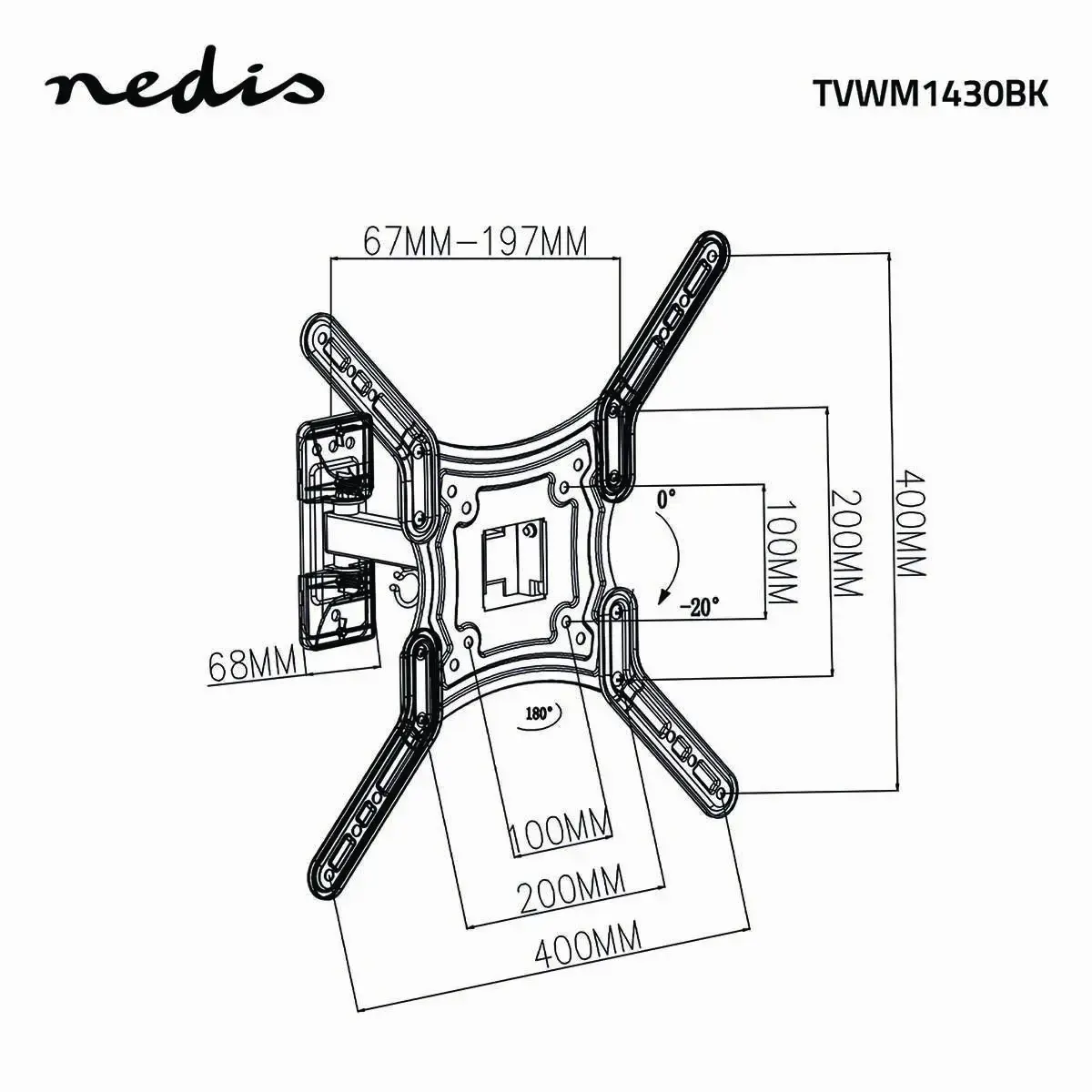 Nedis TVWM1430BK TV mount/stand for 55" TVs Photo 7