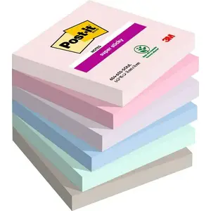 Self-adhesive note paper pad 3M 654-6SS-SOUL Square 76×76 mm Multicolour, 90 sheets