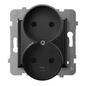 Socket outlet Ospel GP-2UR/m/33 16 A, IP20, black, 71×71×45 mm