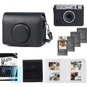 Accessory kit for Fujifilm Instax Mini Evo — LoveInstant 5-in-1 set: case, tempered glass, 64-pocket album, photo pouch, frames — black