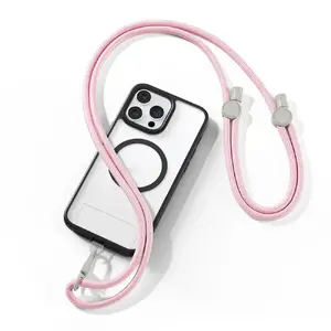 Cross-body phone strap Dux Ducis Plaz light pink — adjustable hands-free phone carrying strap
