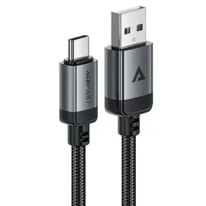 USB-A to USB-C charging and data cable Acefast C20-04, aluminum alloy, black