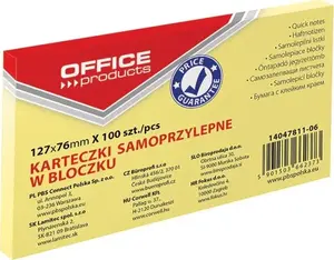 Self-adhesive Note Pad Office Products PBSX0736 127×76 mm, 100 sheets, pastel light yellow