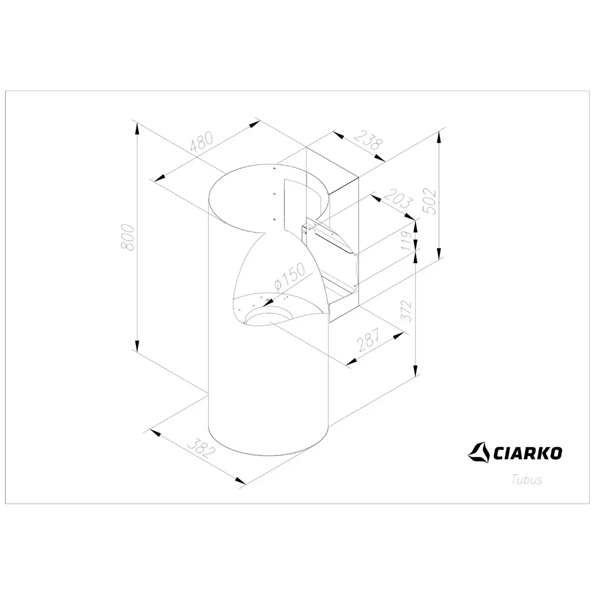 Кухонная вытяжка Ciarko Design Tubus TUBUSBSL Photo 3