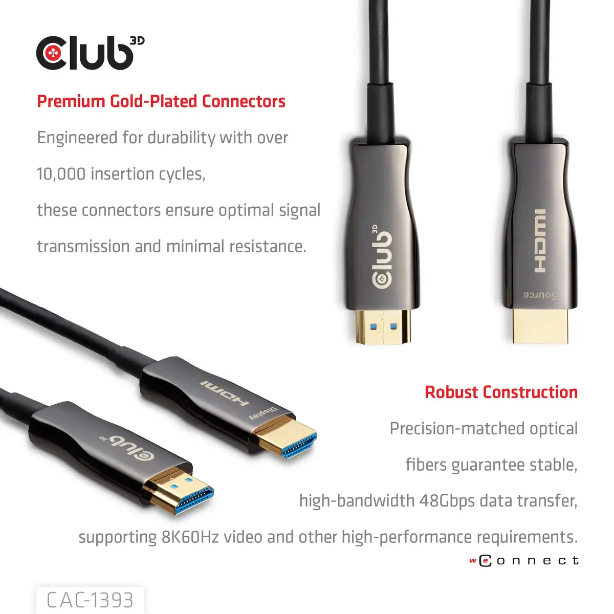 Club 3D HDMI Hybrid AOC кабель 8K60Hz/4K120Hz 50 м Photo 4