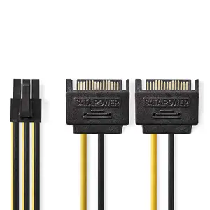 Iekšējais barošanas kabelis Nedis CCGP74205VA015 0.15 m 2 x SATA 15-pin PCI-E 6-pin
