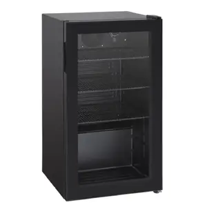Display case refrigerator Scandomestic DC98BB — 88 L, freestanding, black, holds up to 49 bottles / 74 cans