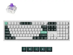 Pilna izmēra spēļu klaviatūra Keychron Q6 HE USB, RF Wireless un Bluetooth Magnētiski mehāniskā QWERTY Tumši zaļa un balta