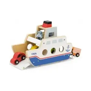 Деревянный паром-лодка игрушка viga toys 44684 — деревянный игровой транспорт, модель 5570
