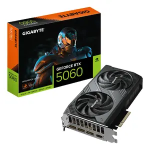 Видеокарта GIGABYTE GeForce RTX 5060 8 ГБ GDDR7, PCIe 5.0, 3840 CUDA, 128‑bit, охлаждение WINDFORCE 2X