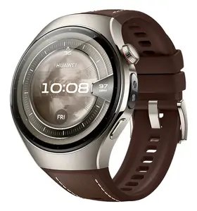 Смарт‑часы HUAWEI WATCH 5 Classic 46 мм, 1,38" AMOLED 466×466, сенсорный, GPS, серебристый корпус, коричневый ремешок