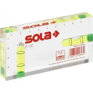 SOLA acrylic block with spirit levels R100 10 cm – one-piece