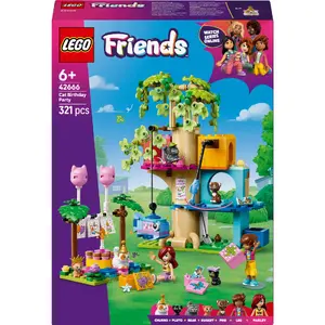 Construction toy LEGO Friends 42666 Cat Birthday Party Tree House playset, 321 pcs, 6+ yrs, 180×160×100 mm