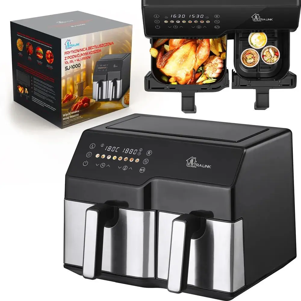 Air fryer Extralink SJ-1000 10L (6L+4L) Photo 2