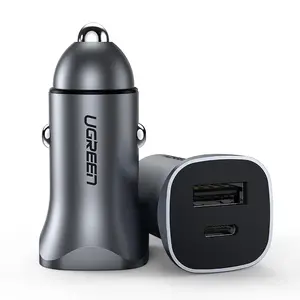 Автомобильное быстрое зарядное UGREEN 40858 30W USB-A + USB-C QC3.0 PD3.0 12–24V