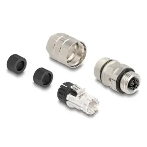 DeLOCK 86056 соединитель провода M12 черный нержавеющая сталь женский