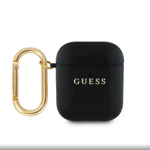 Protective PU Grained Case for Apple AirPods 1/2 by GUESS — Classic Logo, Black