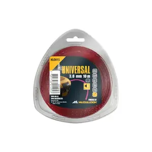 Zāles trimmera diegs McCulloch Universal NLO015 sarkans neilona Ø3 mm — rezerves griešanas vads