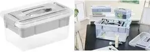 Storage box with lid keeeper Henri 23×35×17 cm 9 L light gray