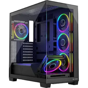 PC Case MODECOM Volcano Stellar 5F ATX Midi Tower, tempered glass, 5 preinstalled fans, USB‑C, supports microATX/ATX, max GPU 420mm, CPU cooler height 175mm