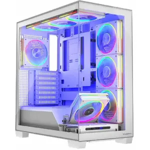 PC case MODECOM Volcano Stellar 8F ARGB White — ATX Midi Tower, tempered glass, USB-C, supports up to 420 mm GPU