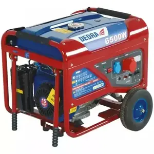 Portable engine-generator Dedra DEGB7503K — 6000 W rated power, 400 V, 25 L petrol tank, 2-wheel, red