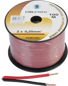 Speaker cable Cabletech KAB0380, 0.2 mm cross-section, black-red, two-conductor audio cable