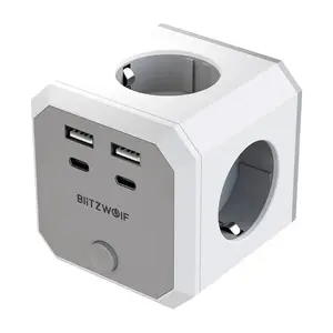 Сетевой фильтр BlitzWolf BW-EC2 — 8 в 1: 4×AC розетки, 2×USB-A, 2×USB-C