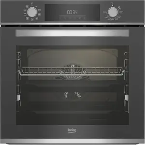Встраиваемая электрическая духовка BEKO b300 BBIM13300ZGCSE — 72 л, конвекция, гриль, паровая очистка, A+, серый