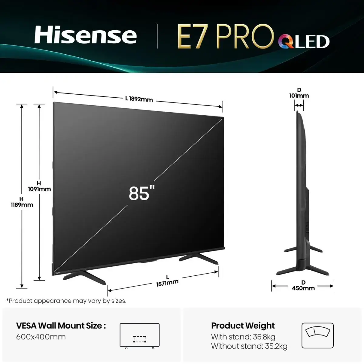 Телевизор Hisense 85E77Q PRO Photo 2