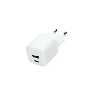 Fast charger Solight DC77 USB-C and USB-A 20W PD GaN compact wall charger