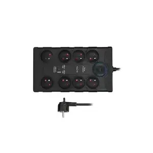 Solight PO80B Surge Protector, 8 Outlets, USB-A and USB-C Ports, 2m Cable, Black