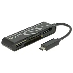 Karšu lasītājs DELOCK 91739 USB 2.0 — vairāku formātu, 480 Mbit/s, melns, 27×101.5×15 mm