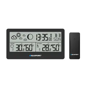 Weather station BLAUPUNKT WS20BK — indoor/outdoor temperature & humidity display, black, 1 sensor, LCD, battery-powered