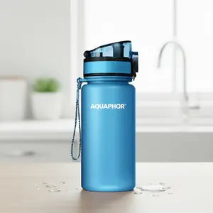 Фильтрующая бутылка для воды Aquaphor City 350 мл — сменный картридж 150 л, светло-голубая, портативная