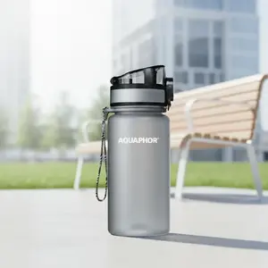 Filter bottle Aquaphor City 350 ml (gray) — portable water bottle with replaceable 150 L cartridge