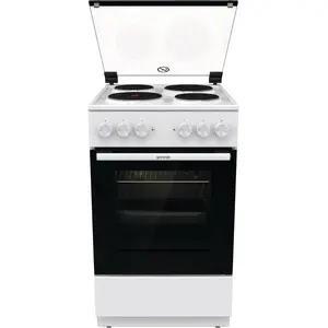 Отдельностоящая электрическая плита Gorenje GE5A21WH — 4 герметичных конфорки, духовка 68 л, 500 мм, белая